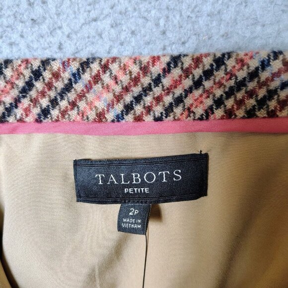 Talbots Skirt Women's 2 Petite Pink Houndstooth Wool Blend Fall Autumn NWT - Picture 10 of 11